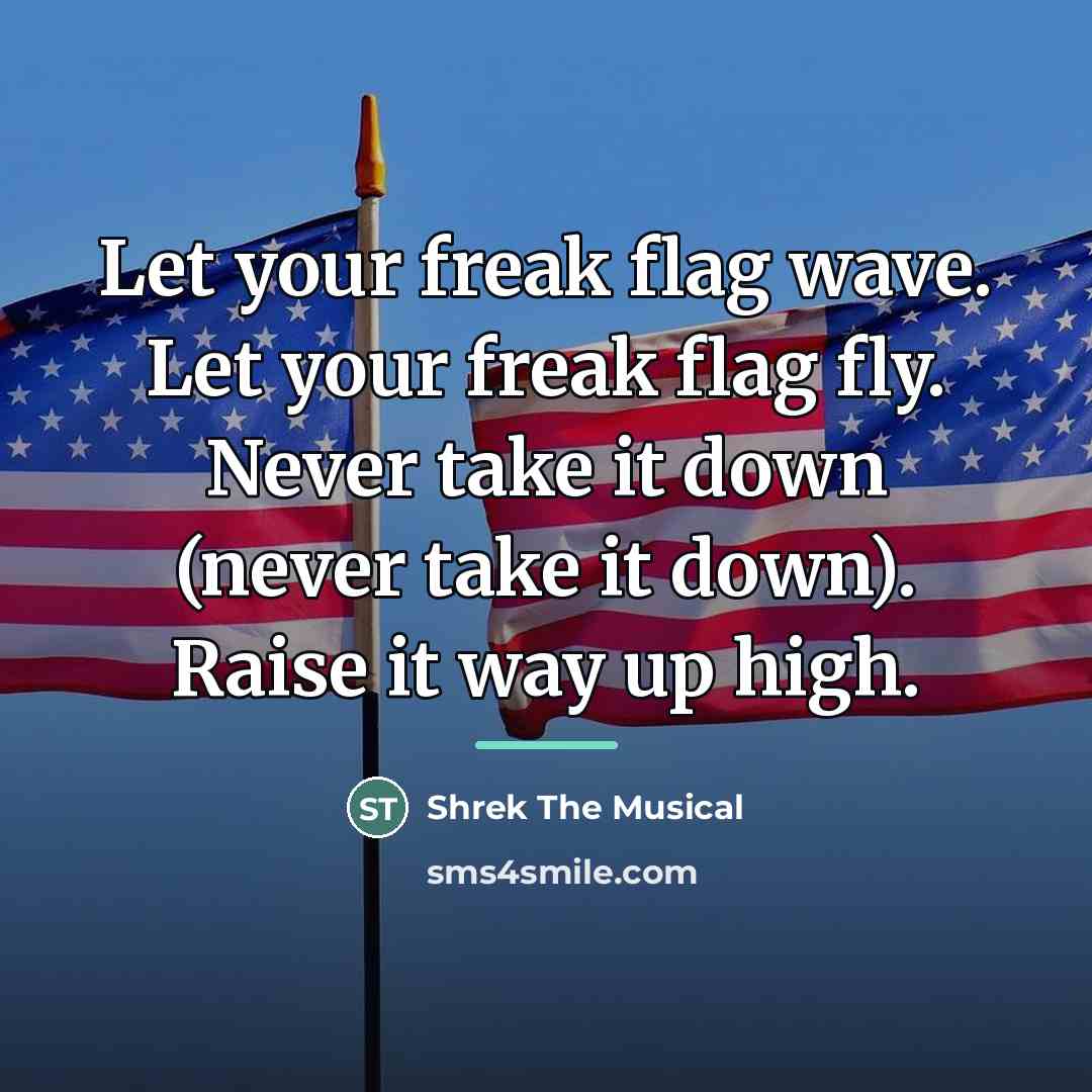 “Let your freak flag wave. Let your freak flag fly.…” quote by Shrek The Musical