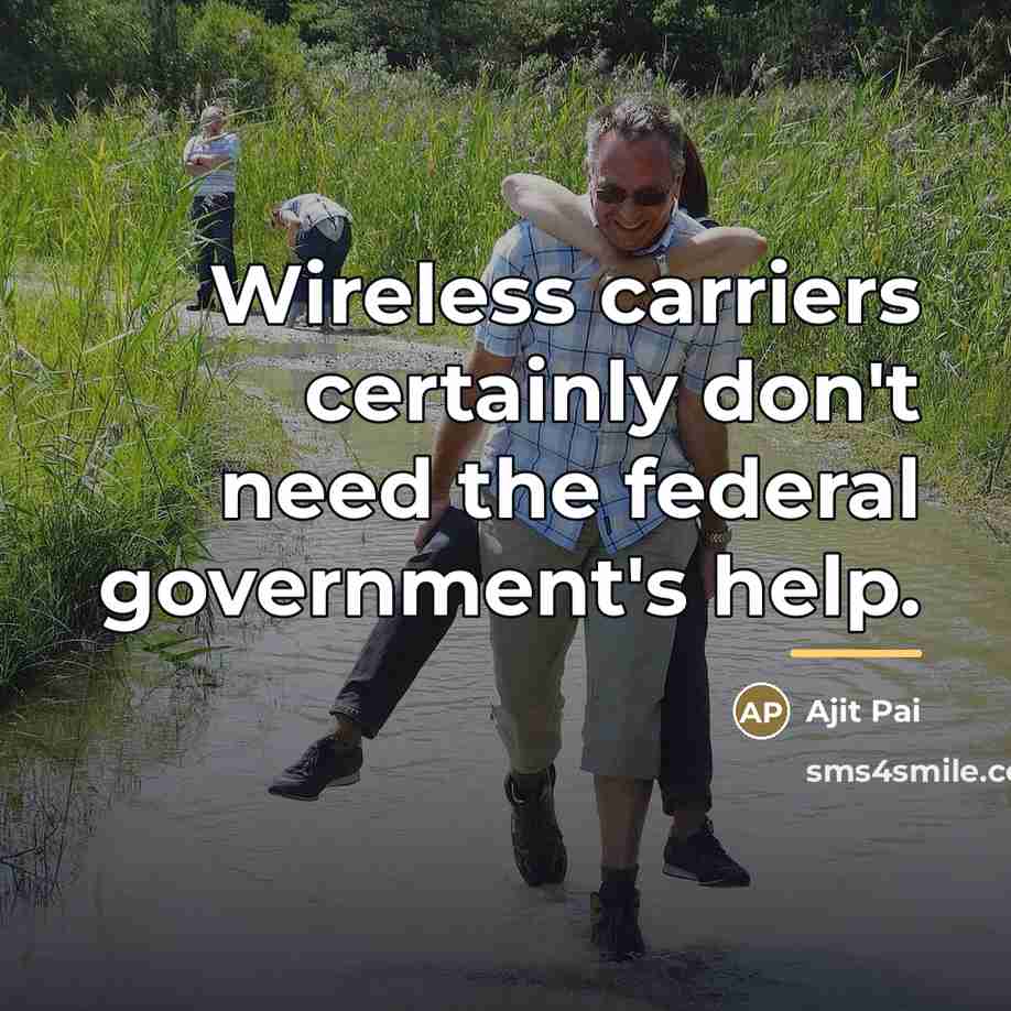 “Wireless carriers certainly don't need the federal government's help.…” quote by Ajit Pai