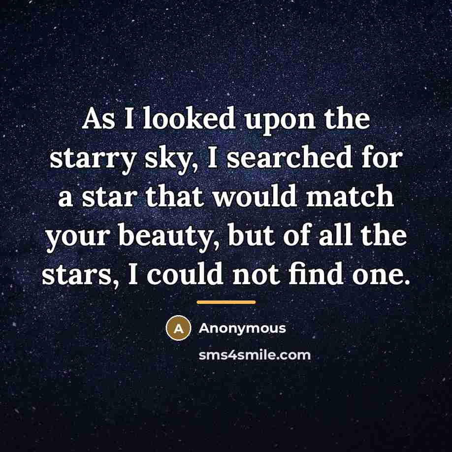 “As I looked upon the starry sky, I searched for…” quote by Anonymous