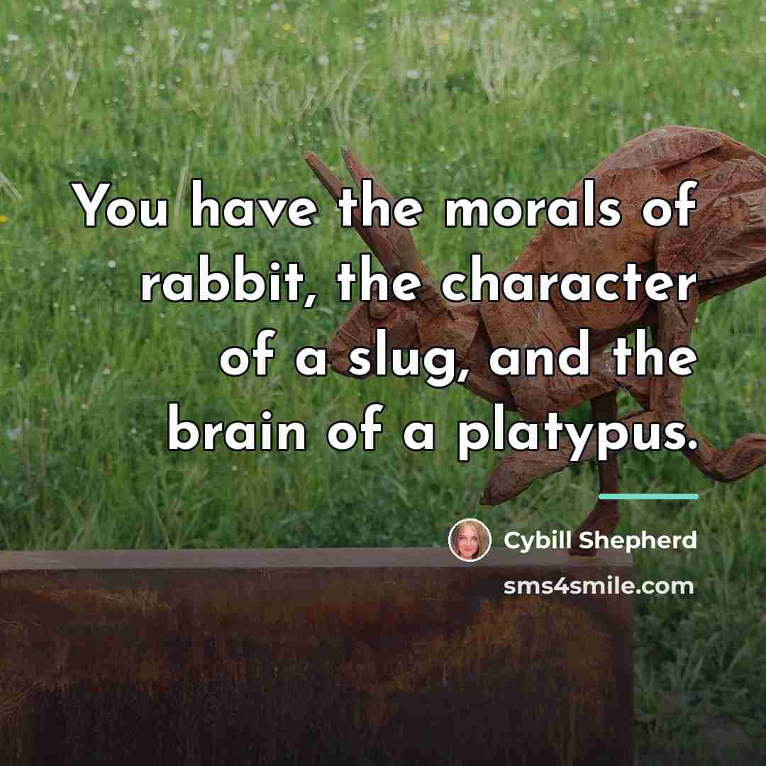 “You have the morals of rabbit, the character of a…” quote by Cybill Shepherd