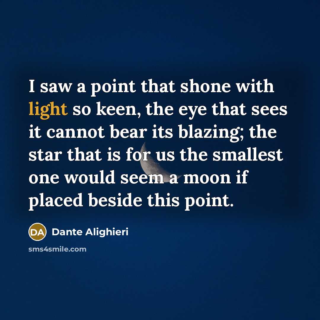 “I saw a point that shone with light so keen,…” quote by Dante Alighieri