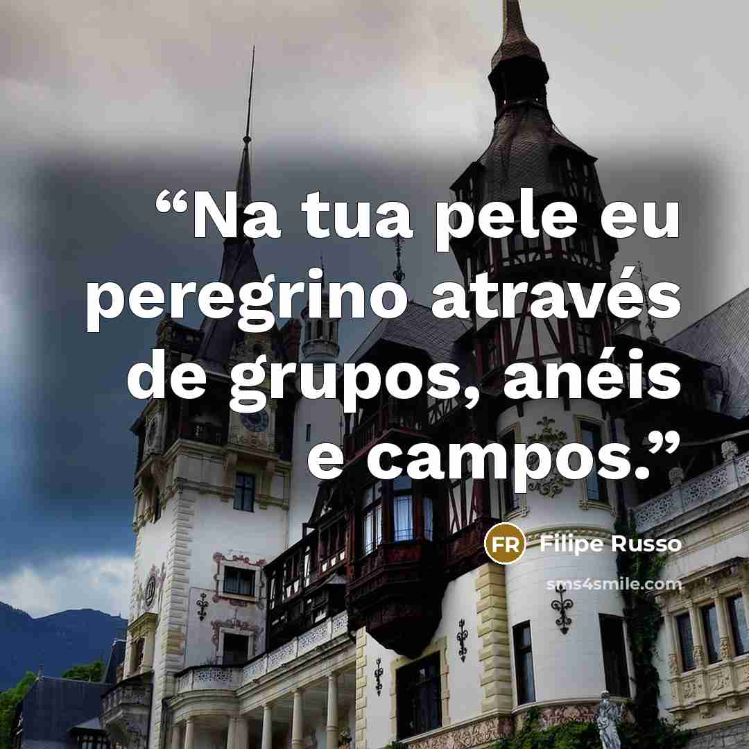 “Na tua pele eu peregrino através de grupos, anéis e campos.” quote by Filipe Russo