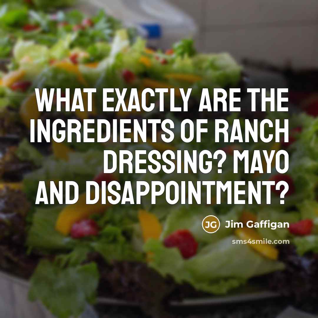 “What exactly are the ingredients of Ranch dressing? Mayo and…” quote by Jim Gaffigan