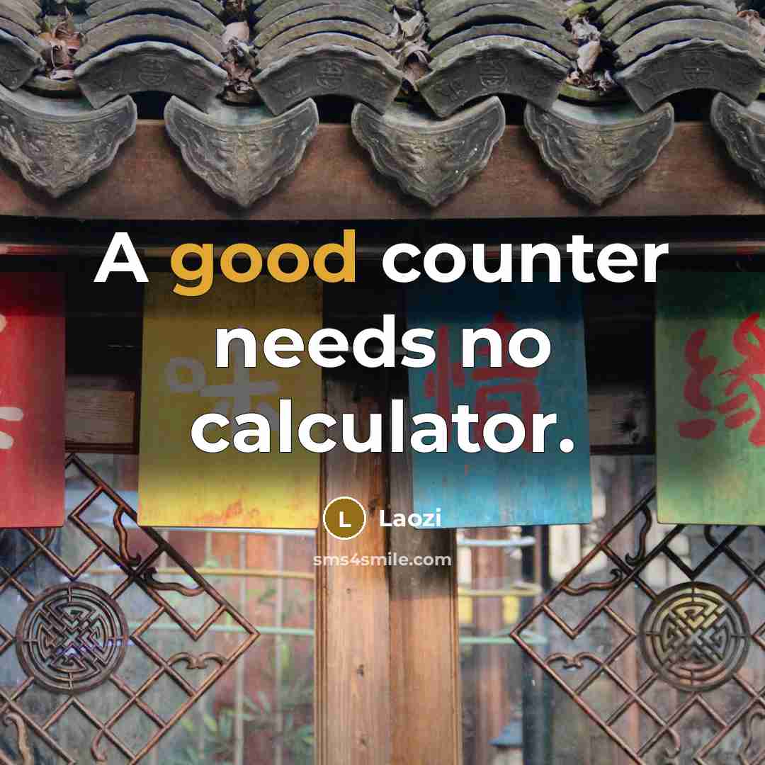 “A good counter needs no calculator.” quote by Laozi