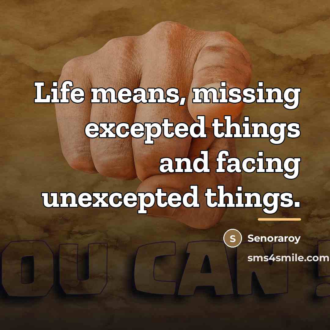 “Life means, missing excepted things and facing unexcepted things.…” quote by Senoraroy