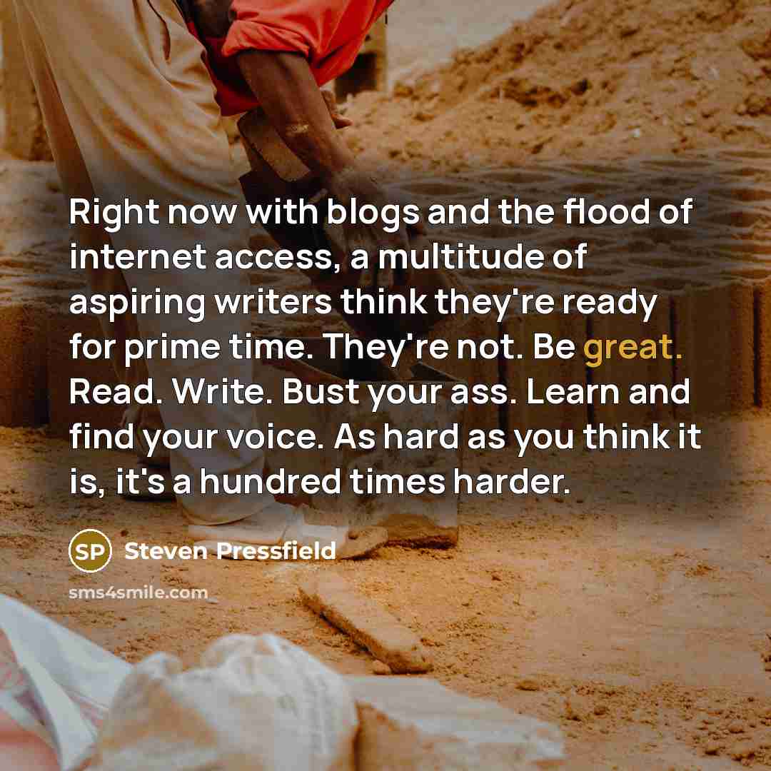 “Right now with blogs and the flood of internet access,…” quote by Steven Pressfield