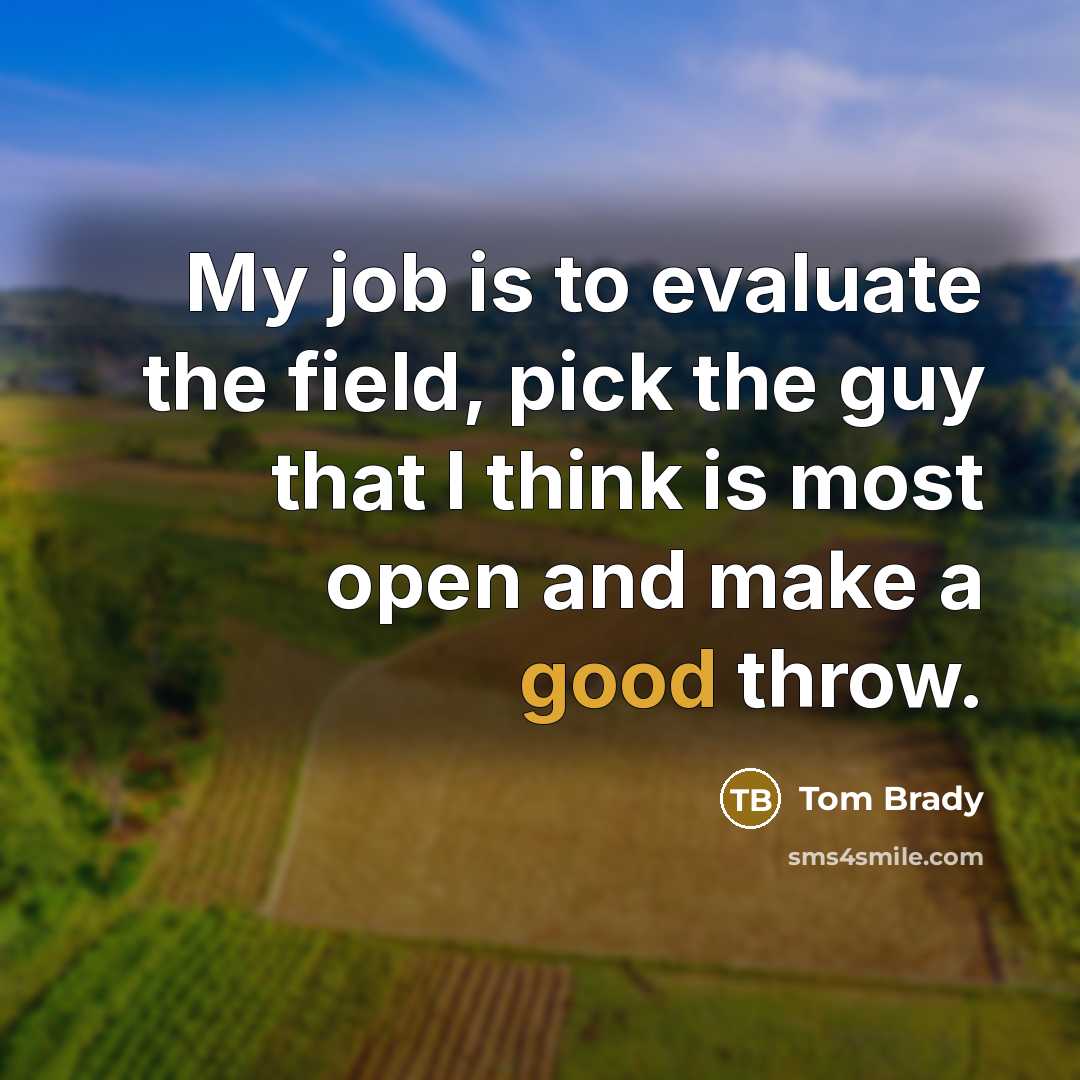 “My job is to evaluate the field, pick the guy…” quote by Tom Brady