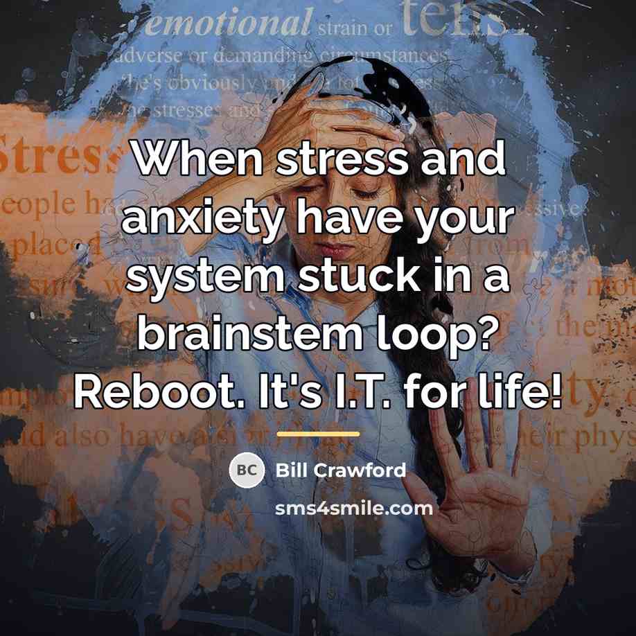 “When stress and anxiety have your system stuck in a…” quote by Bill Crawford
