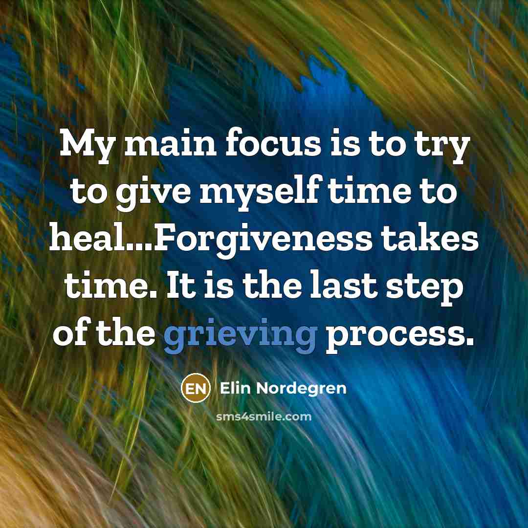 “My main focus is to try to give myself time…” quote by Elin Nordegren
