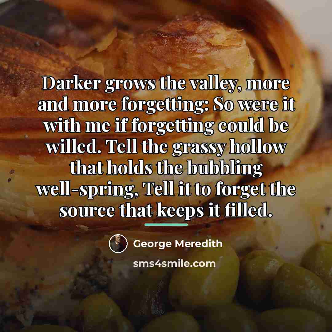 “Darker grows the valley, more and more forgetting: So were…” quote by George Meredith