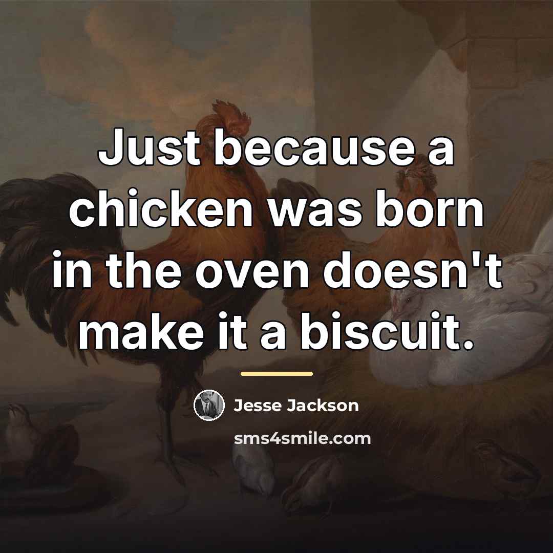“Just because a chicken was born in the oven doesn't…” quote by Jesse Jackson