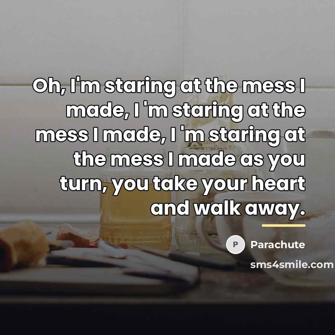 “Oh, I'm staring at the mess I made, I 'm…” quote by Parachute