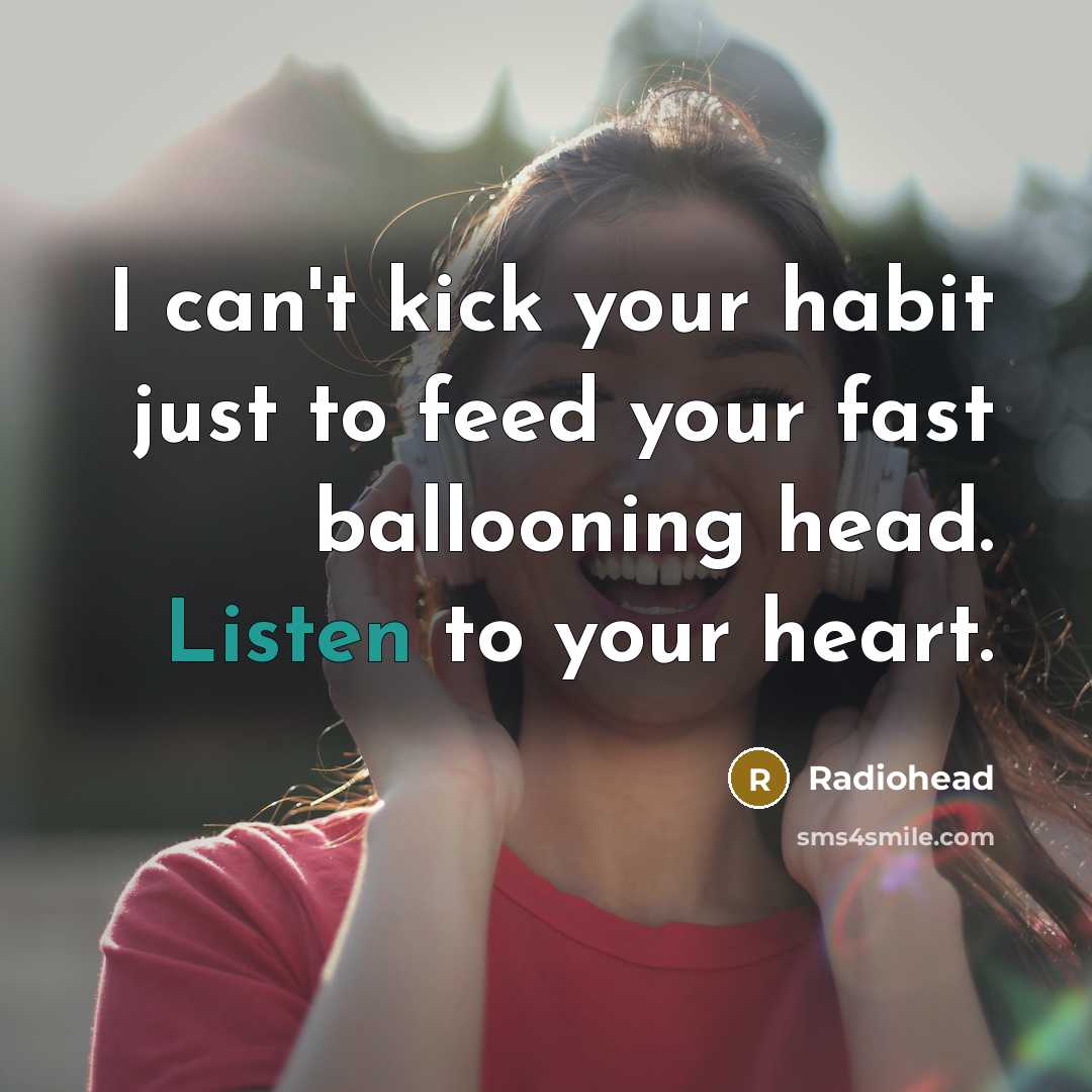 “I can't kick your habit just to feed your fast…” quote by Radiohead