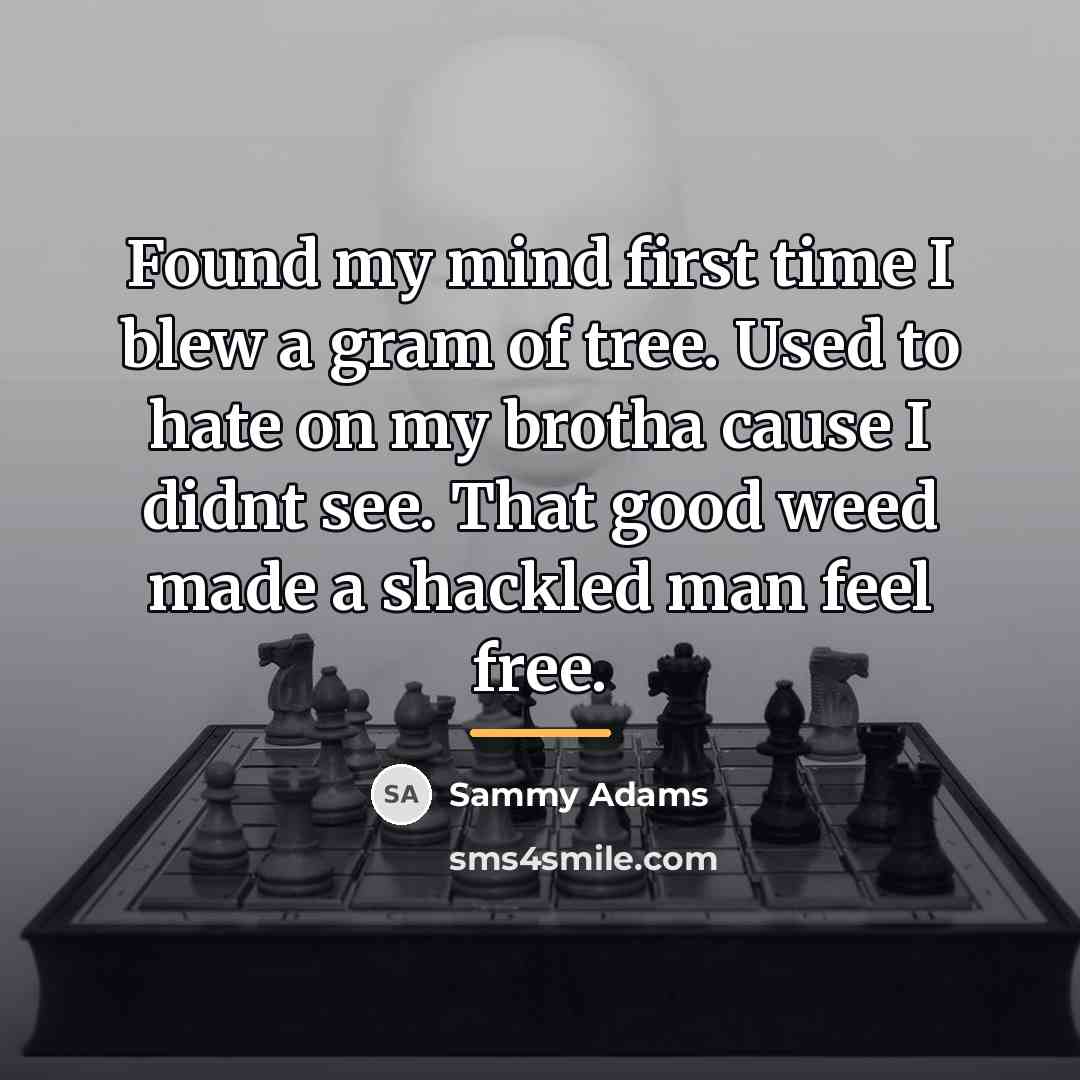 “Found my mind first time I blew a gram of…” quote by Sammy Adams
