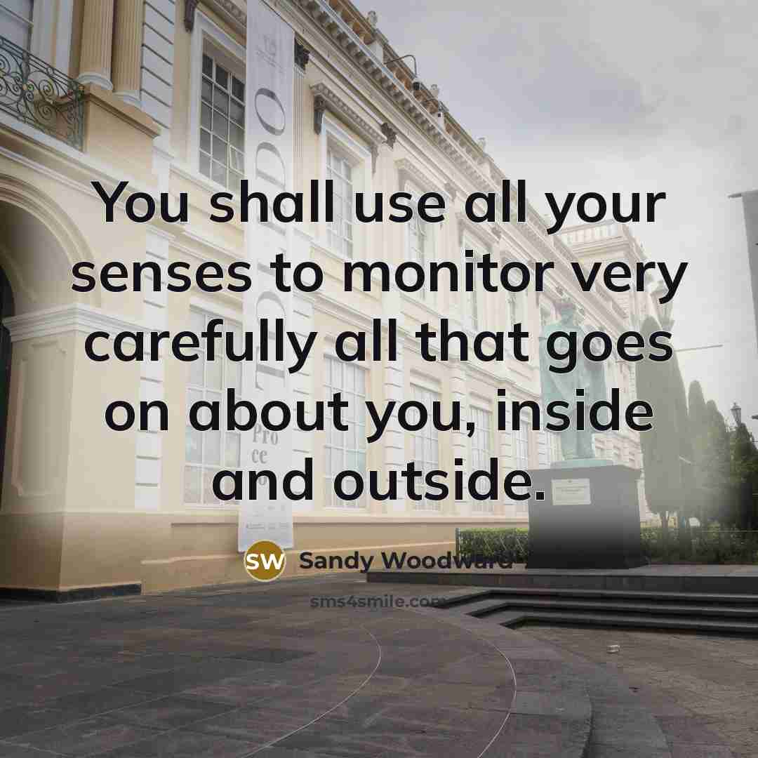“You shall use all your senses to monitor very carefully…” quote by Sandy Woodward