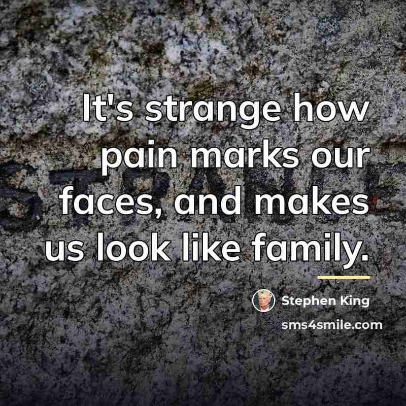“It's strange how pain marks our faces, and makes us…” quote by Stephen King