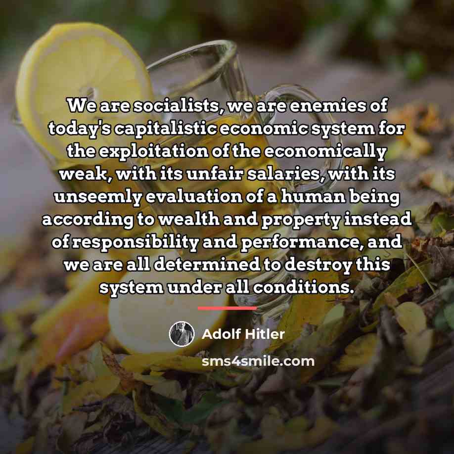 “We are socialists, we are enemies of today's capitalistic economic…” quote by Adolf Hitler