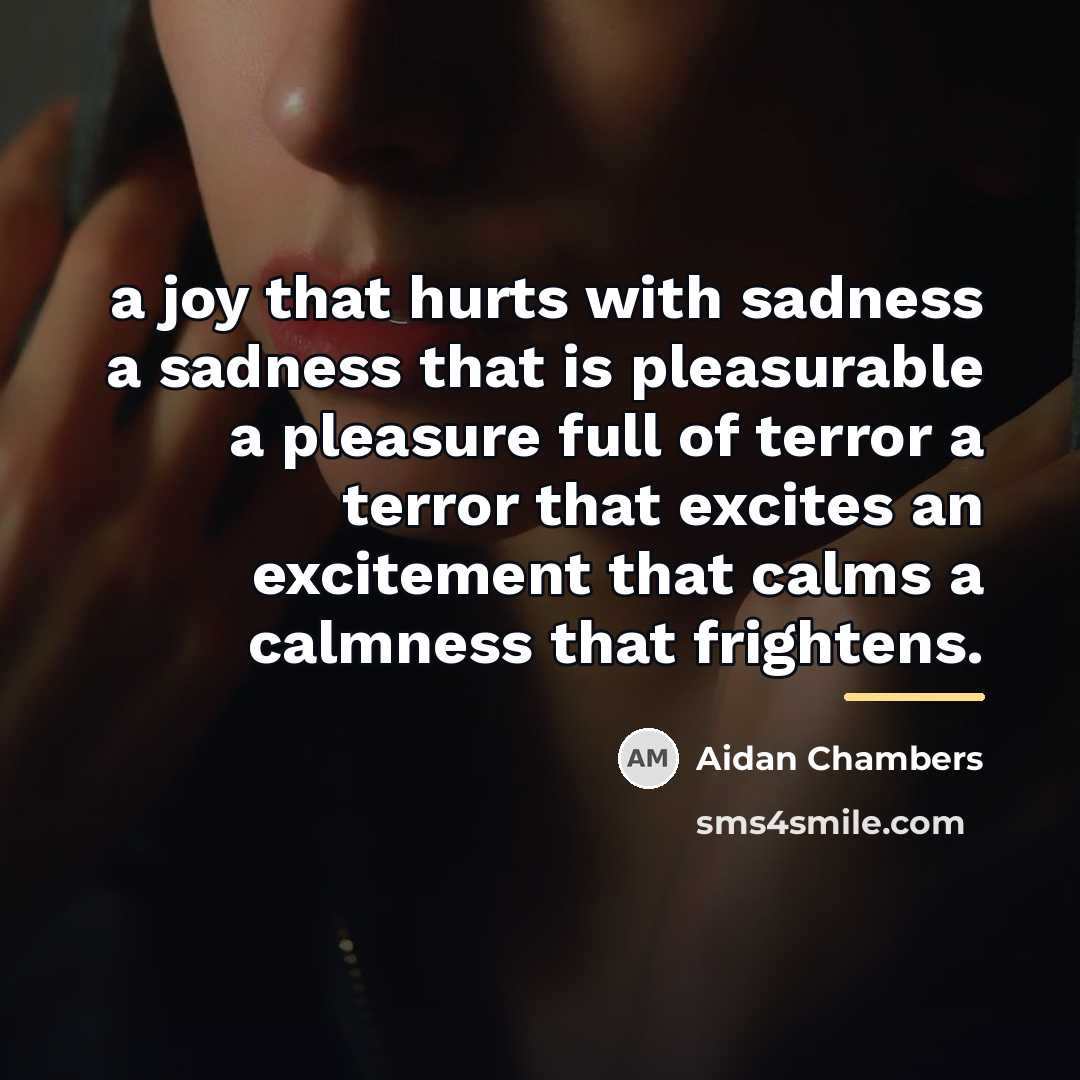 “a joy that hurts with sadness a sadness that is…” quote by Aidan Chambers
