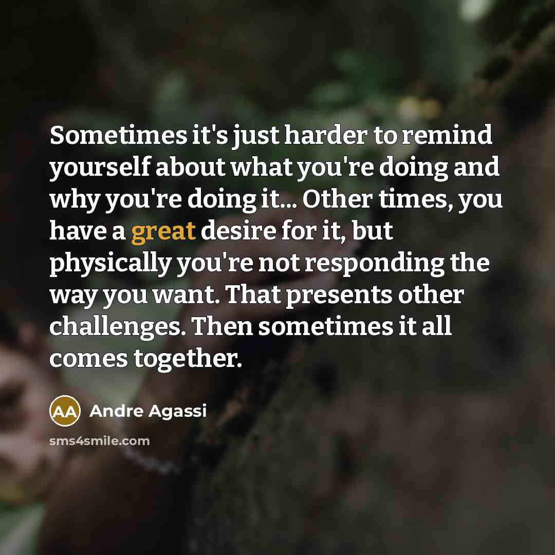 “Sometimes it's just harder to remind yourself about what you're…” quote by Andre Agassi