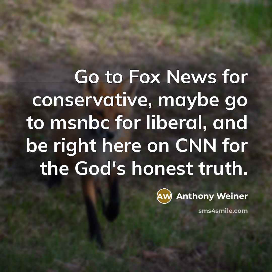 “Go to Fox News for conservative, maybe go to msnbc…” quote by Anthony Weiner