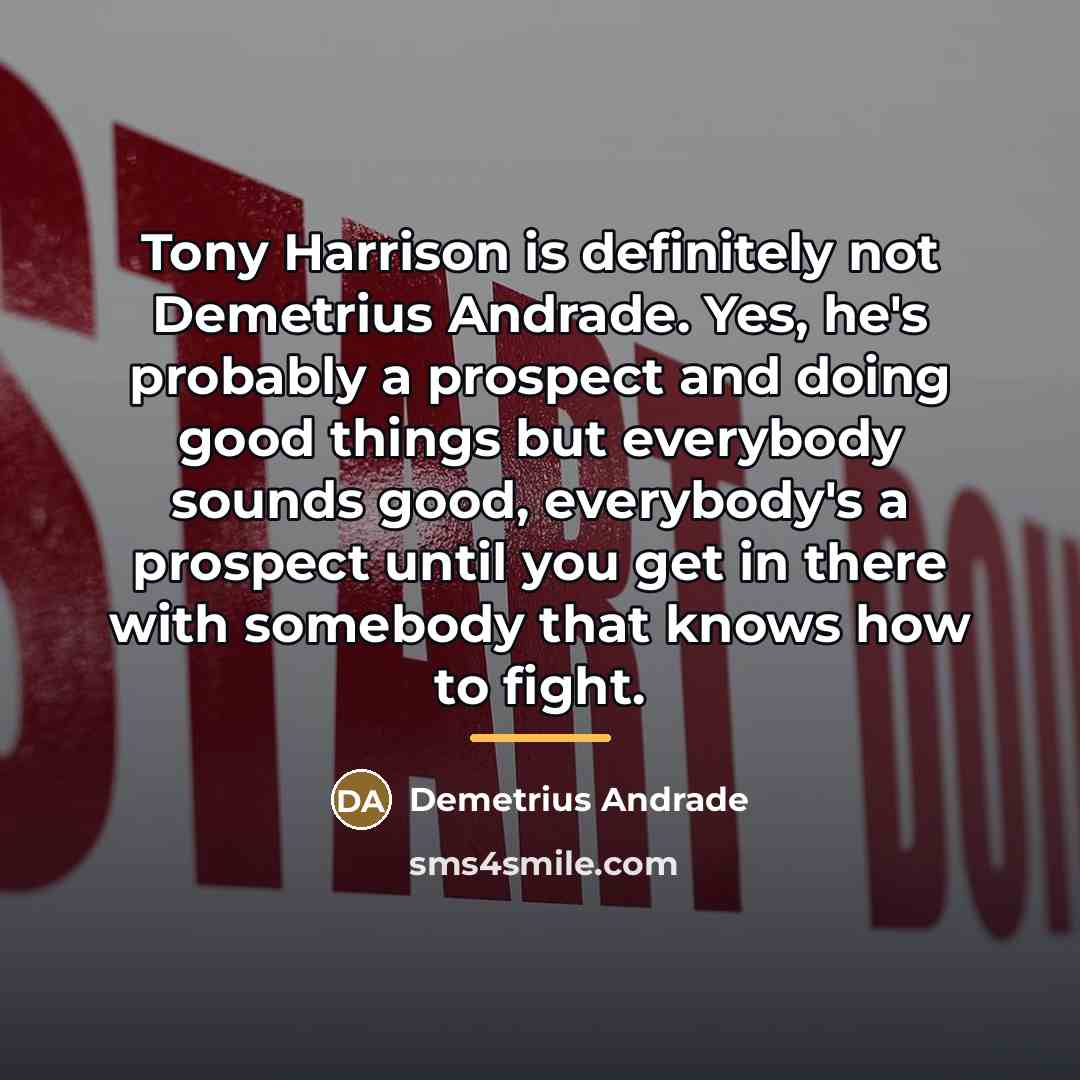 “Tony Harrison is definitely not Demetrius Andrade. Yes, he's probably…” quote by Demetrius Andrade