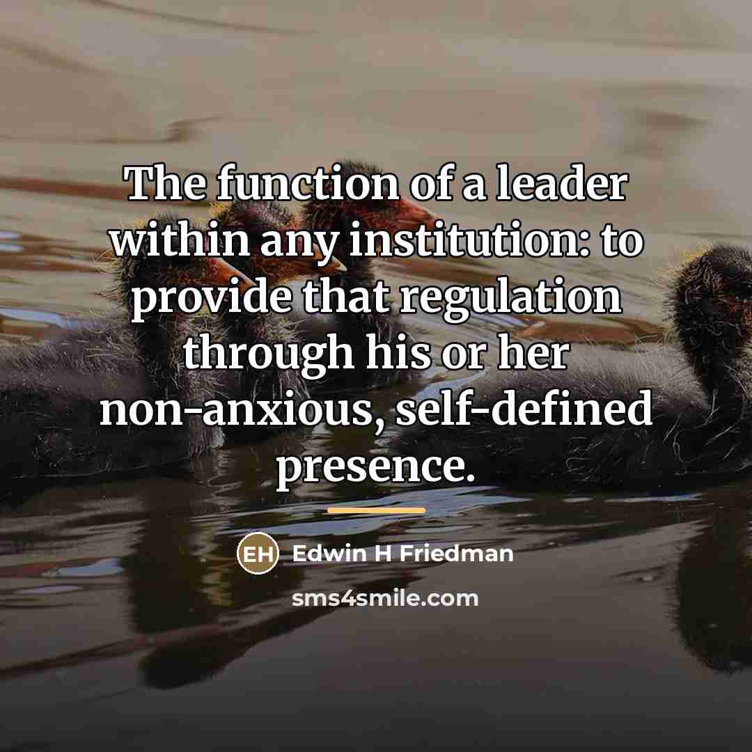 “The function of a leader within any institution: to provide…” quote by Edwin H Friedman