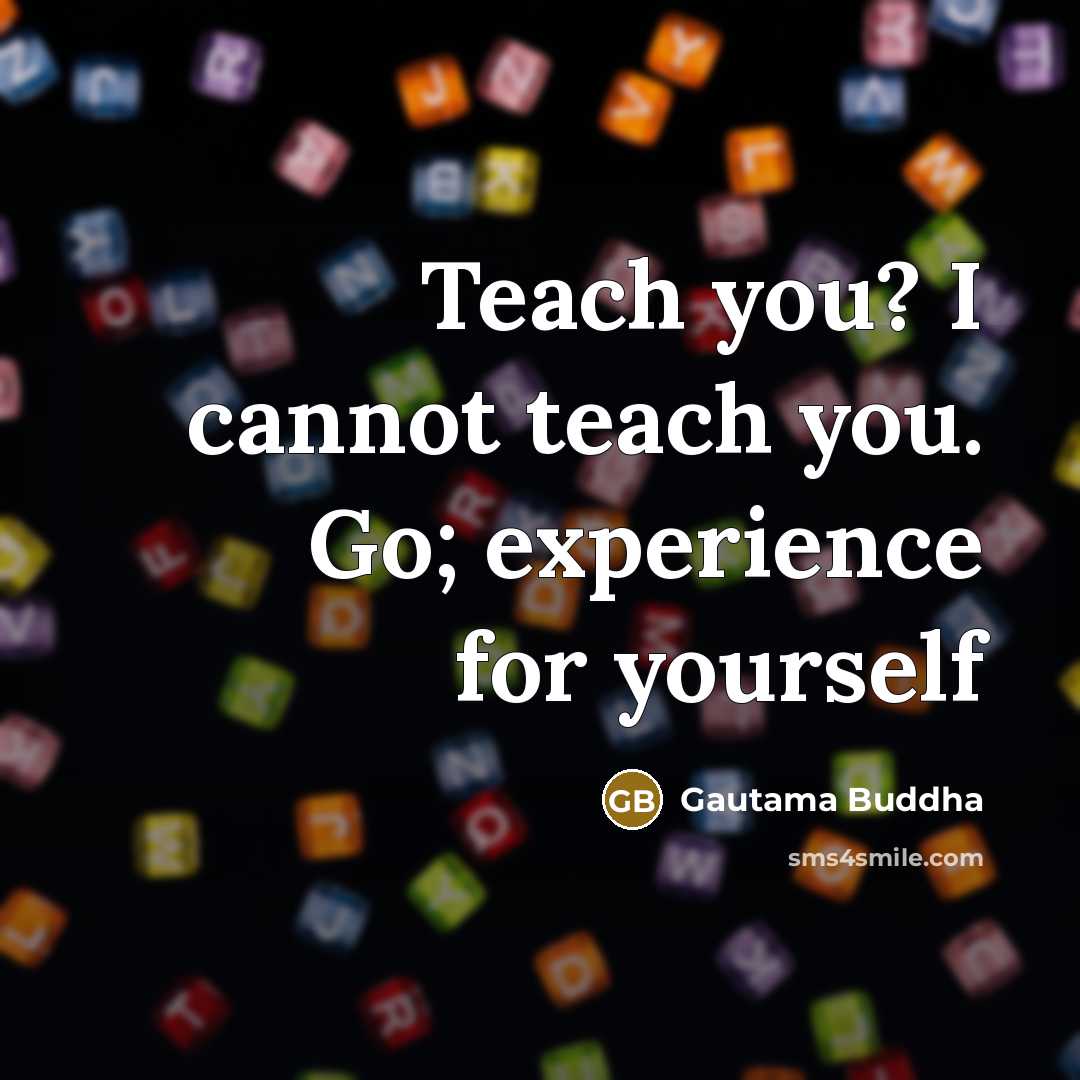 “Teach you? I cannot teach you. Go; experience for yourself…” quote by Gautama Buddha