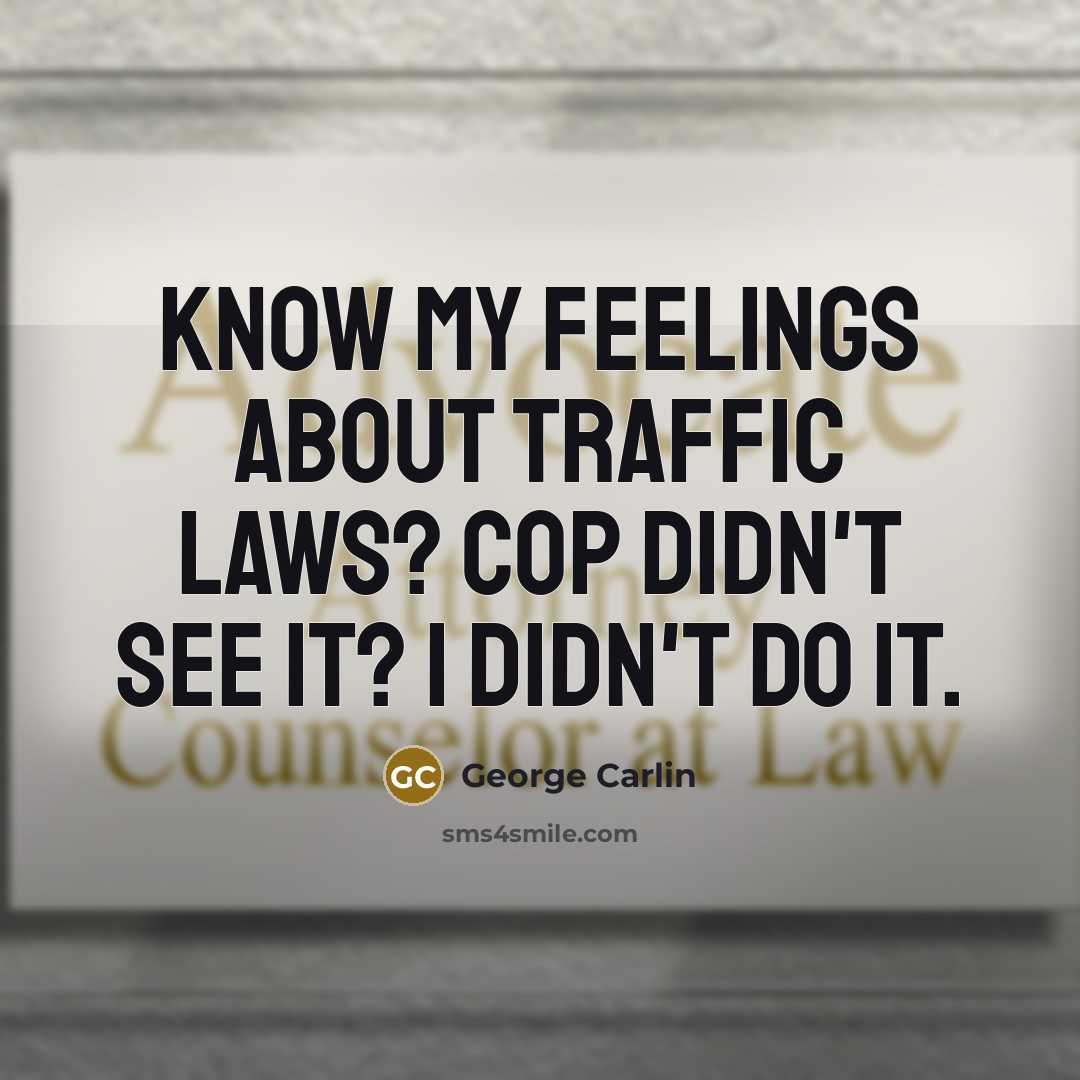 “Know my feelings about traffic laws? Cop didn't see it?…” quote by George Carlin