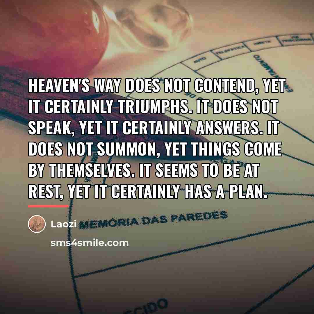 “Heaven's Way does not contend, yet it certainly triumphs. It…” quote by Laozi