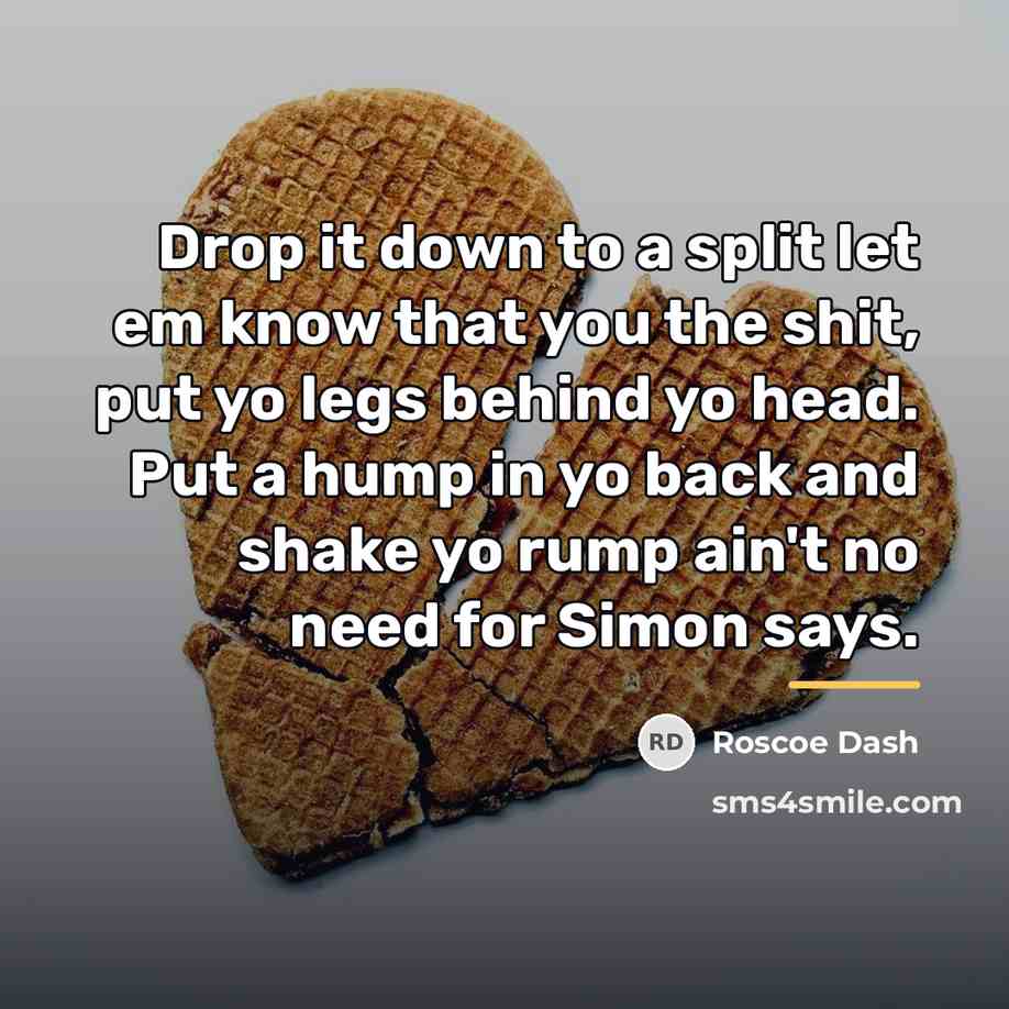 “Drop it down to a split let em know that…” quote by Roscoe Dash
