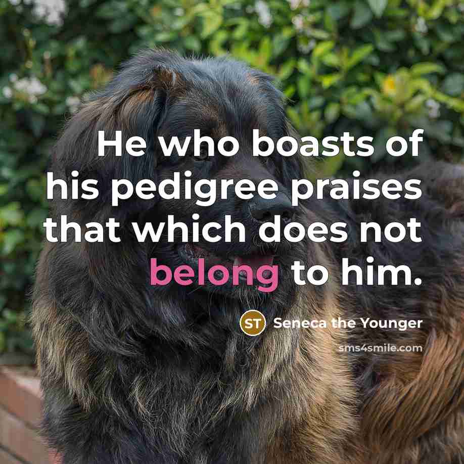 “He who boasts of his pedigree praises that which does…” quote by Seneca the Younger