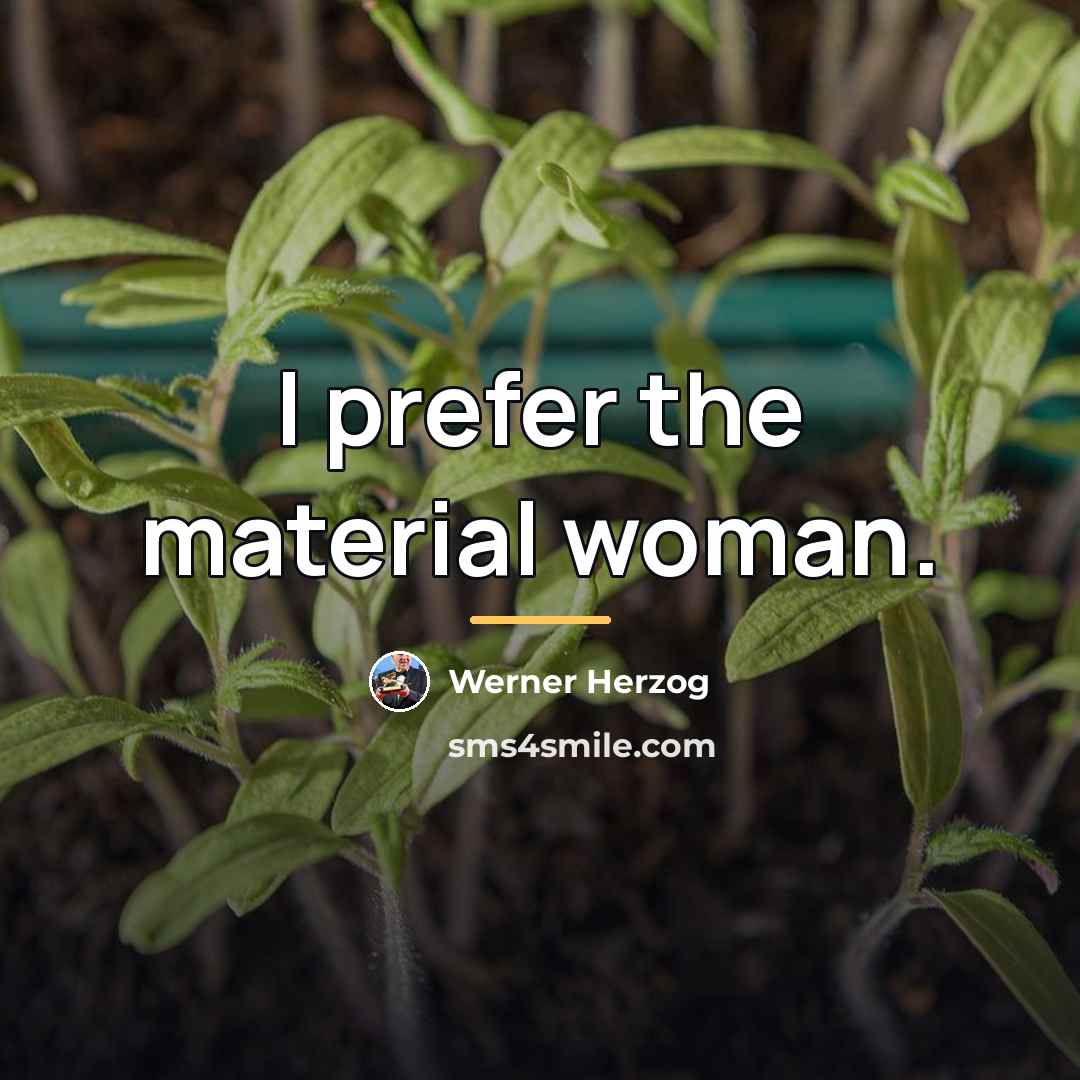 “I prefer the material woman.…” quote by Werner Herzog