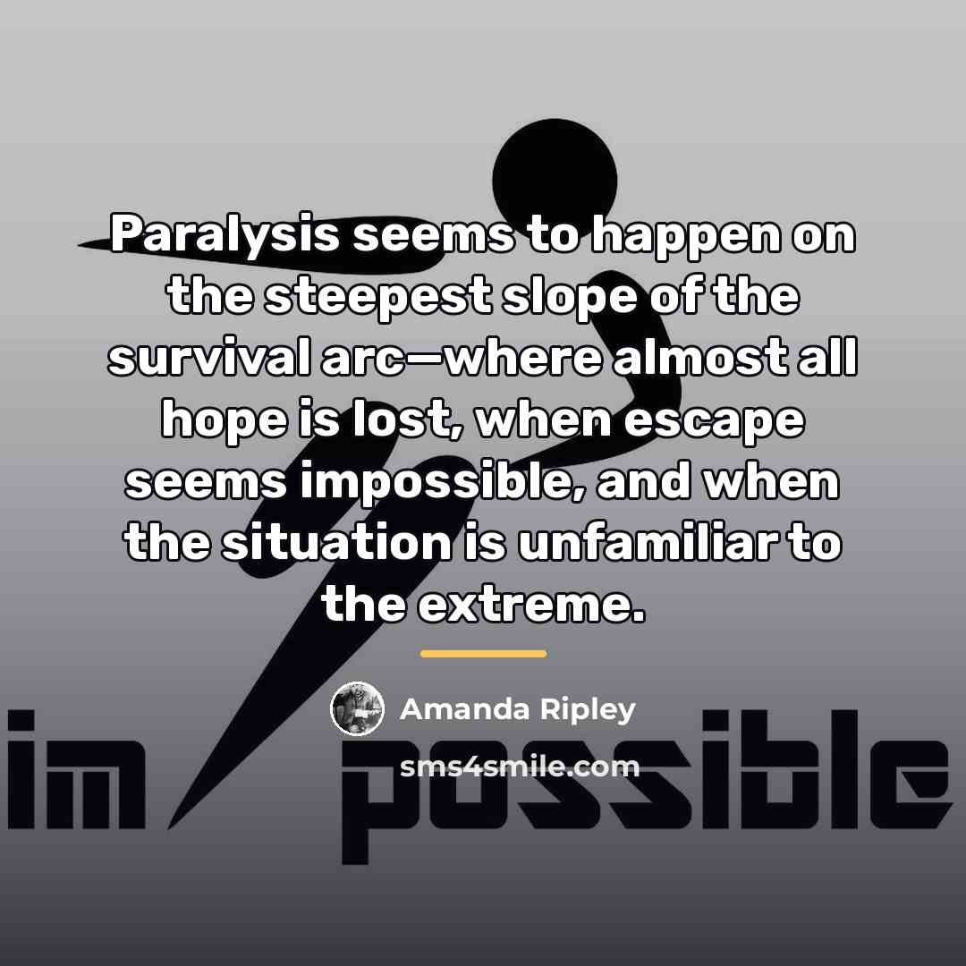 “Paralysis seems to happen on the steepest slope of the…” quote by Amanda Ripley