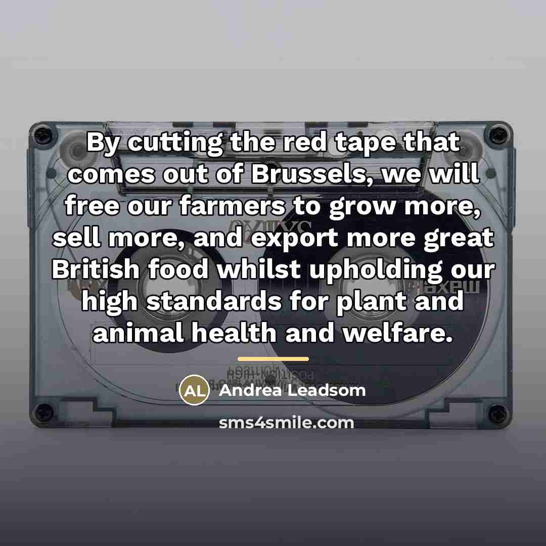 “By cutting the red tape that comes out of Brussels,…” quote by Andrea Leadsom