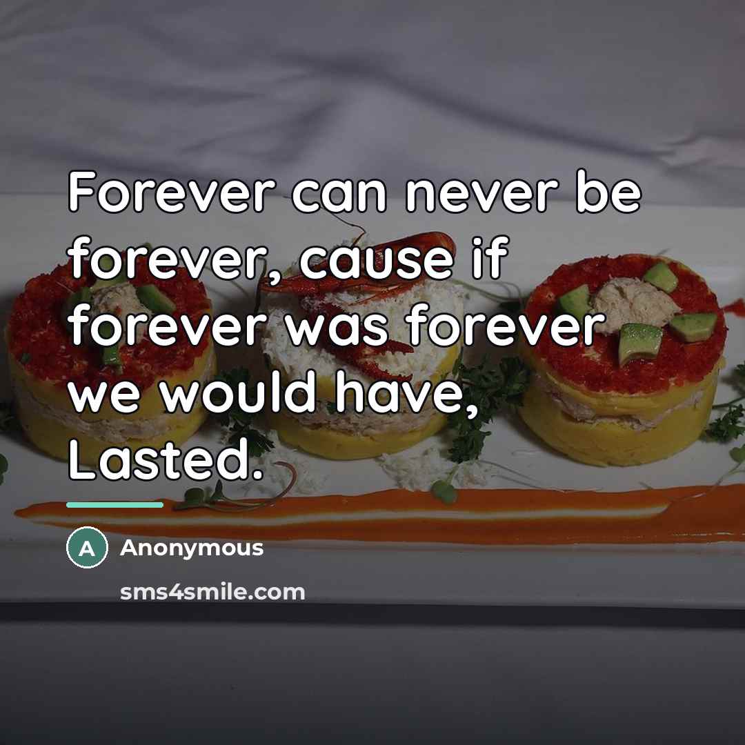 “Forever can never be forever, cause if forever was forever…” quote by Mercedes Rose Negrete