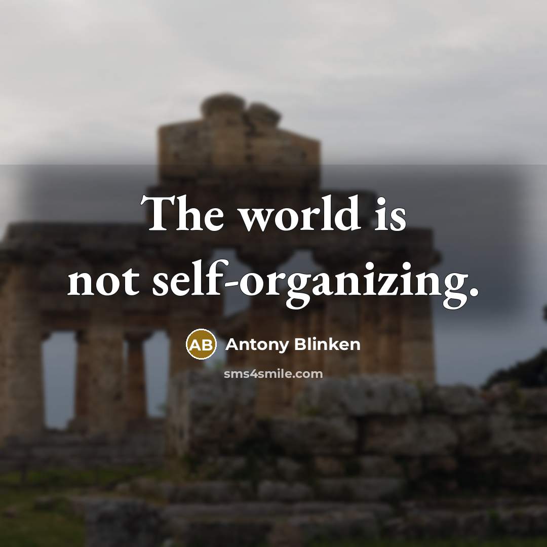 “The world is not self-organizing.…” quote by Antony Blinken