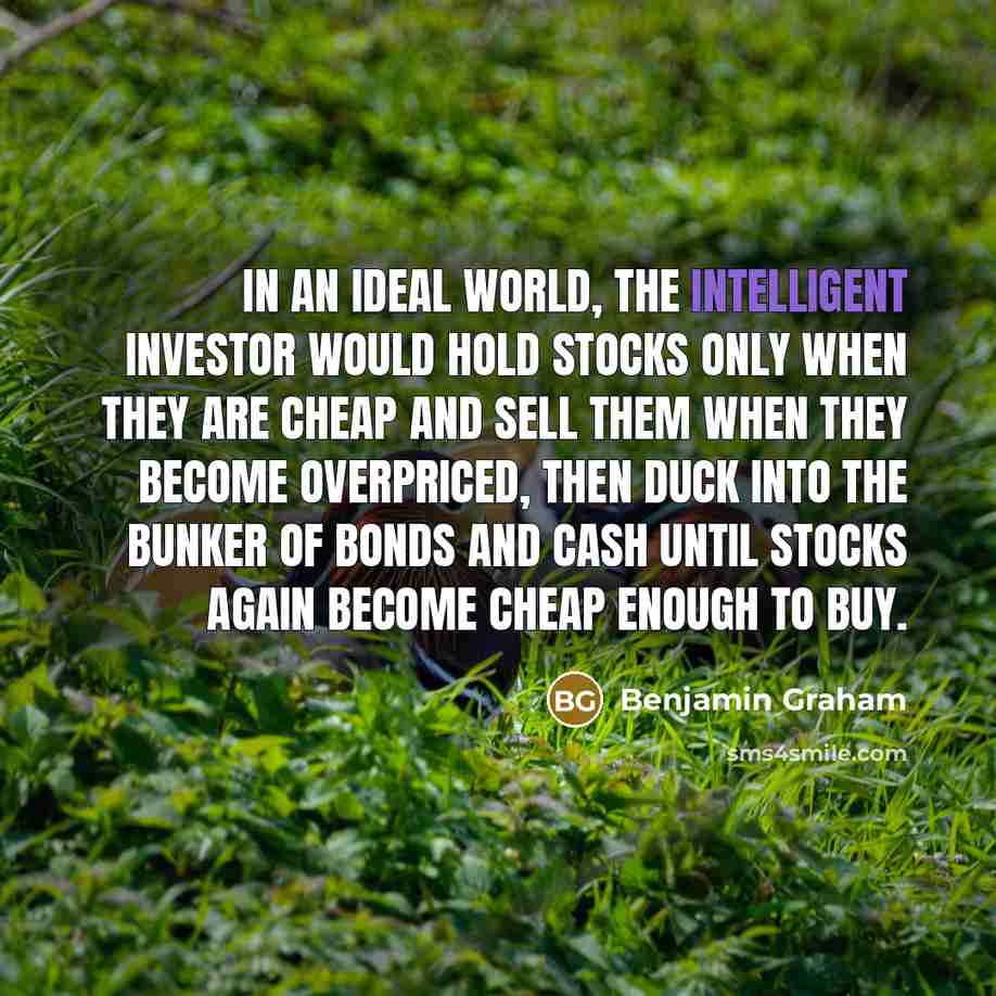 “In an ideal world, the intelligent investor would hold stocks…” quote by Benjamin Graham