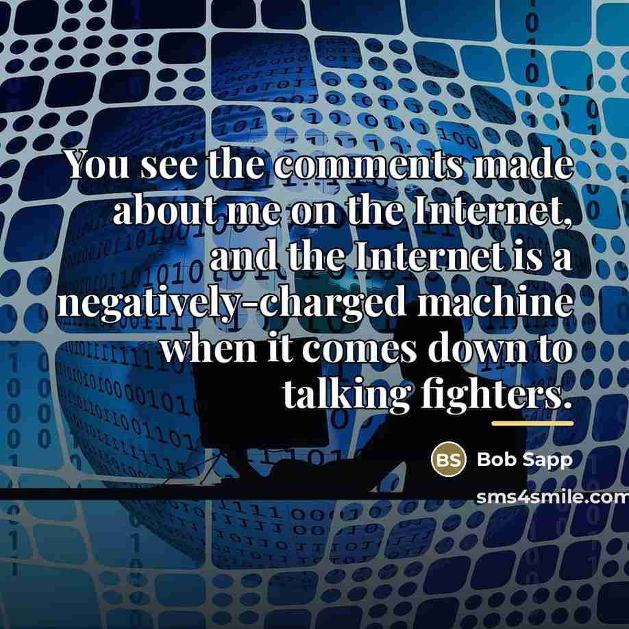 “You see the comments made about me on the Internet,…” quote by Bob Sapp