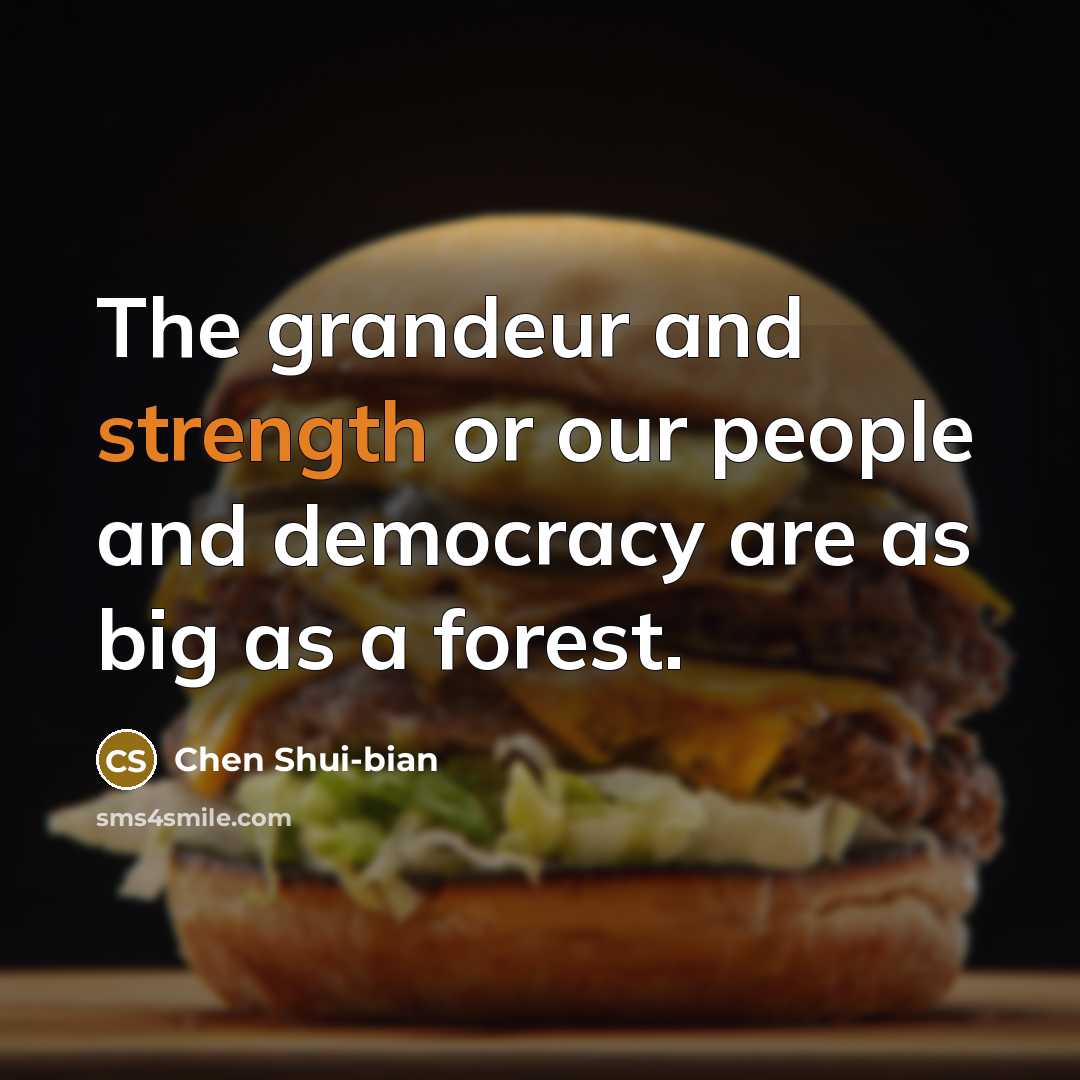 “The grandeur and strength or our people and democracy are…” quote by Chen Shui-bian