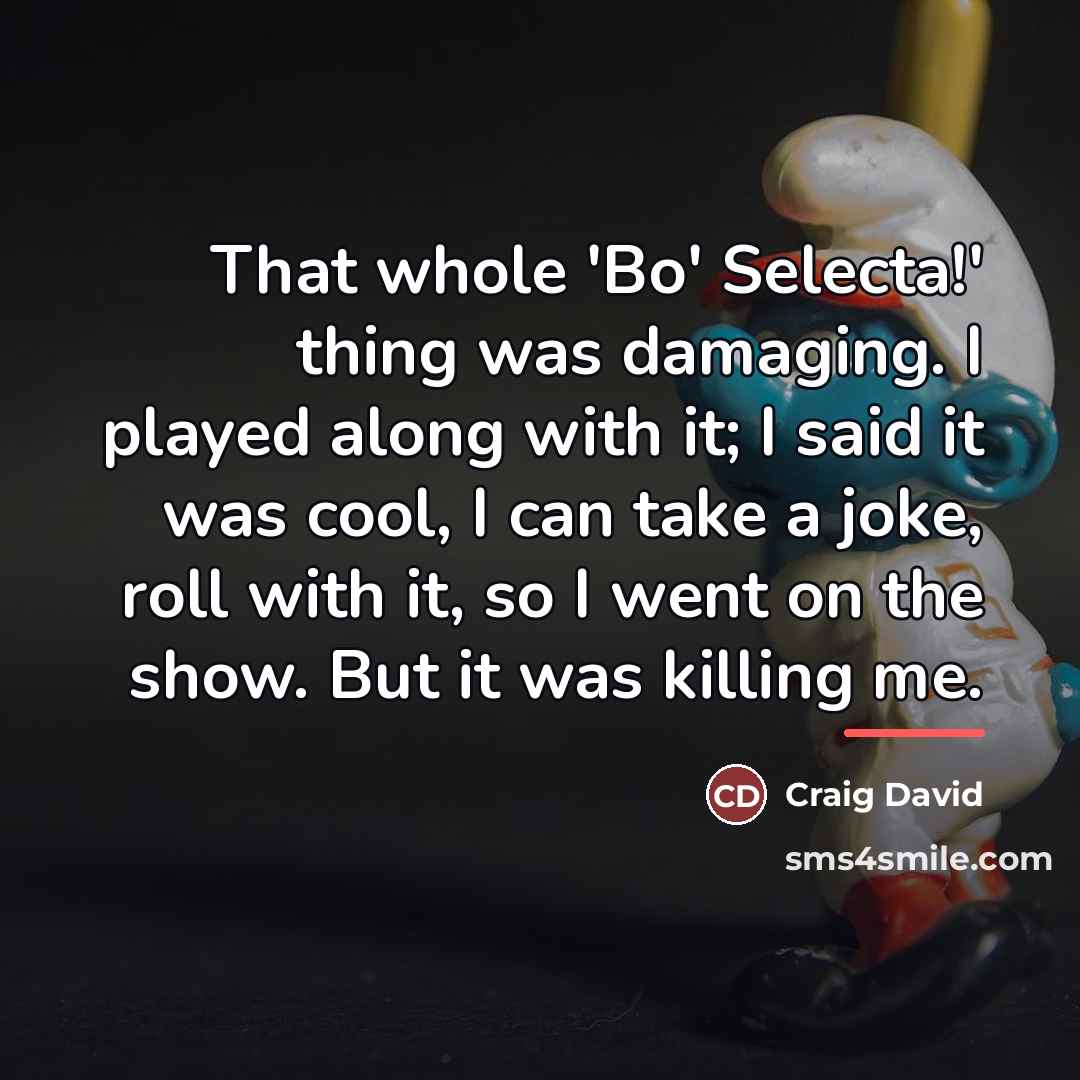 “That whole 'Bo' Selecta!' thing was damaging. I played along…” quote by Craig David