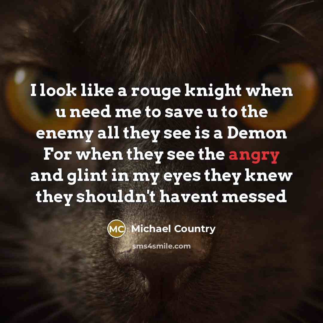 “I look like a rouge knight when u need me…” quote by Michael Country