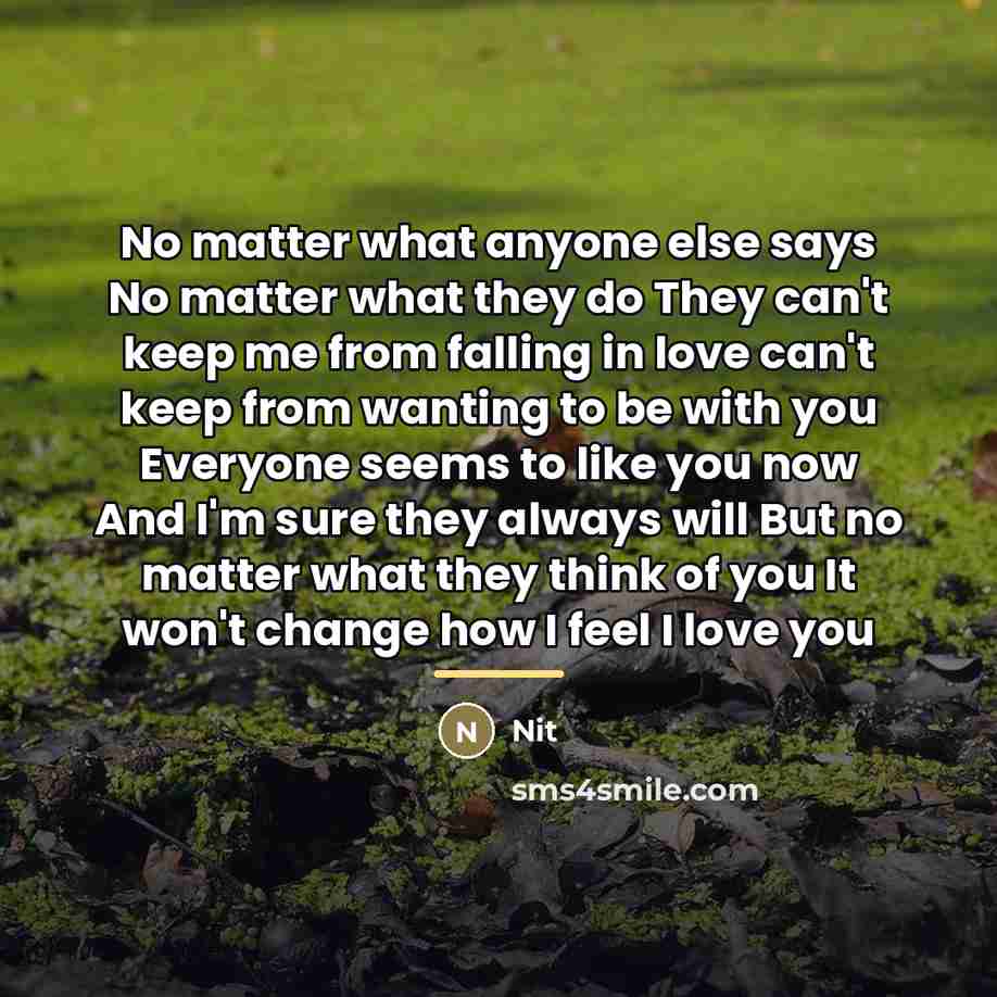 “No matter what anyone else says No matter what they…” quote by Nit