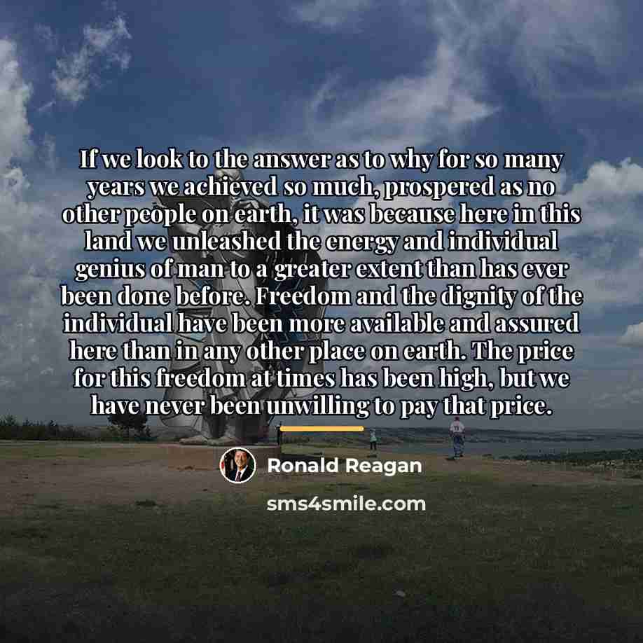 “If we look to the answer as to why for…” quote by Ronald Reagan