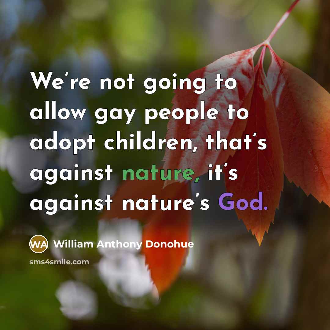 “We’re not going to allow gay people to adopt children,…” quote by William Anthony Donohue