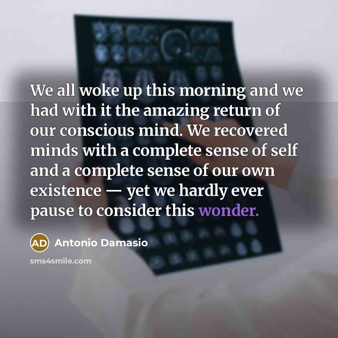 “We all woke up this morning and we had with…” quote by Antonio Damasio