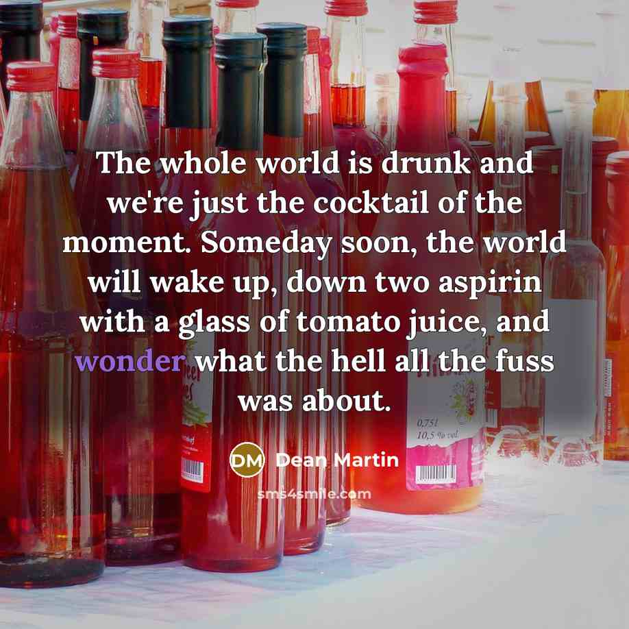 “The whole world is drunk and we're just the cocktail…” quote by Dean Martin