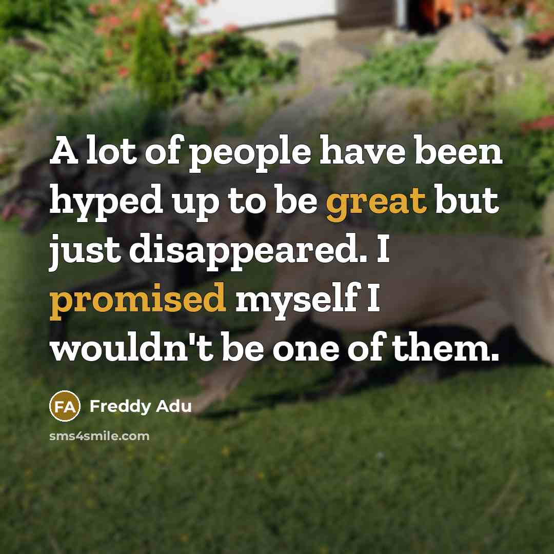 “A lot of people have been hyped up to be great but just disappeared. I promised myself I wouldn't be one of them.” quote by Freddy Adu