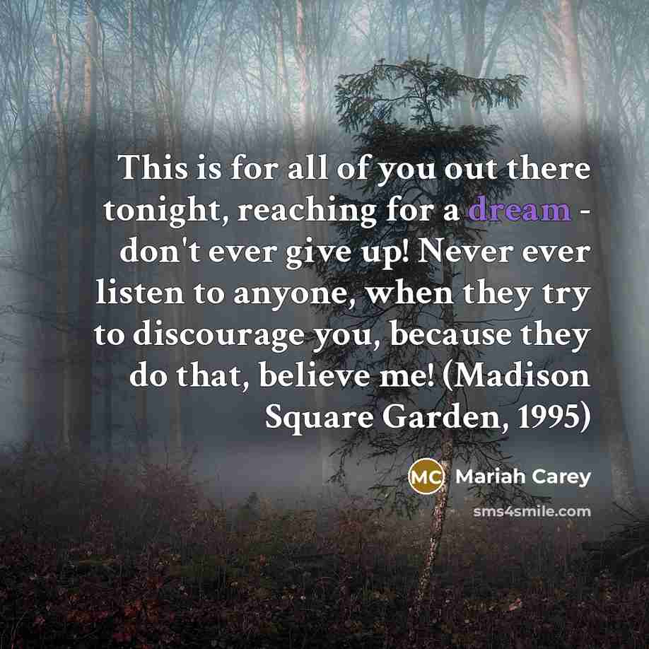 “This is for all of you out there tonight, reaching…” quote by Mariah Carey