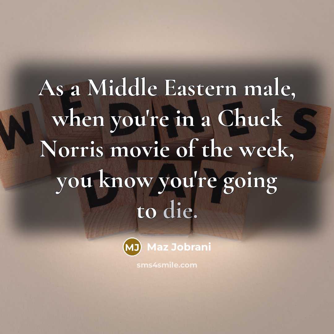 “As a Middle Eastern male, when you're in a Chuck Norris movie of the week, you know you're going to die.” quote by Maz Jobrani