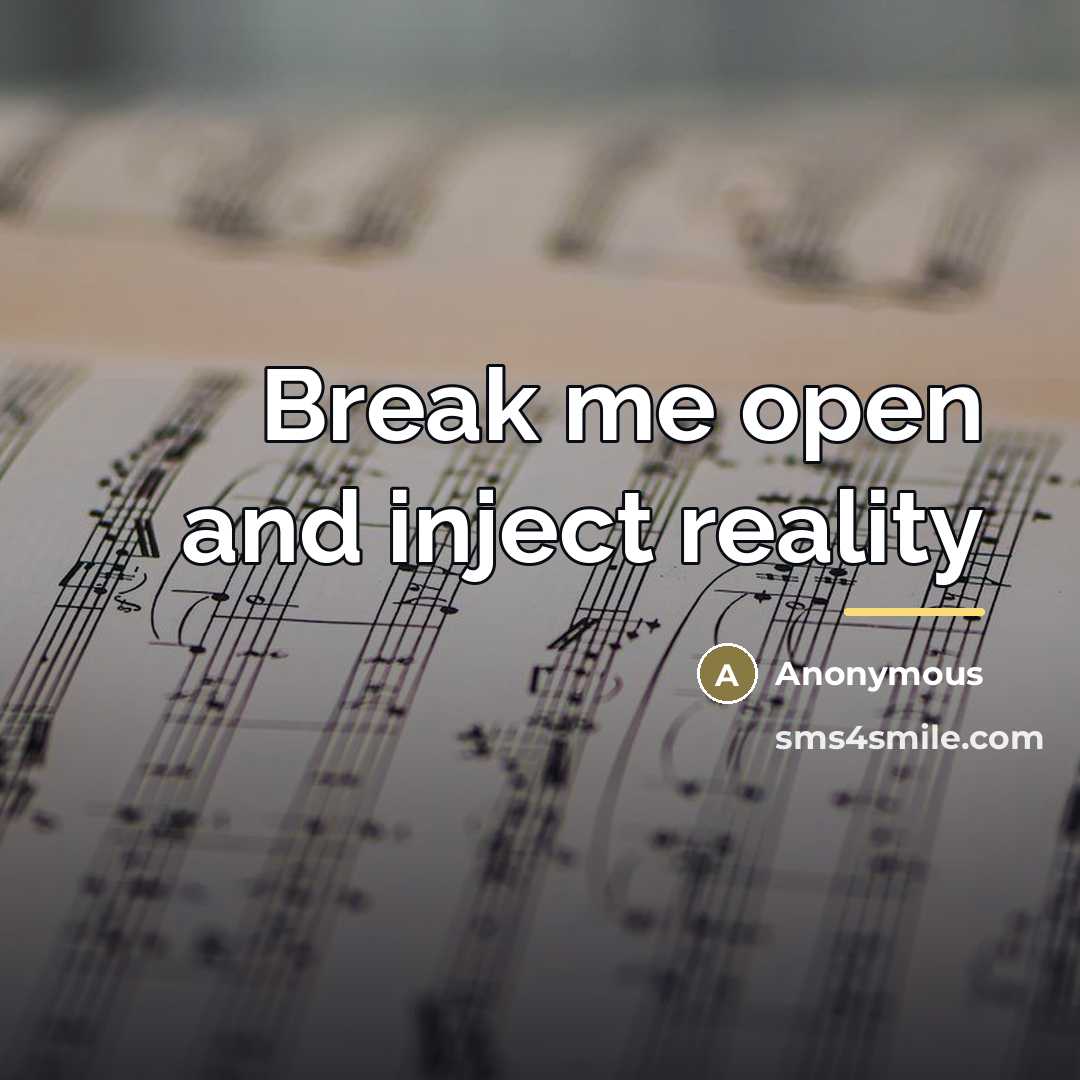 “Break me open and inject reality…” quote by Anonymous